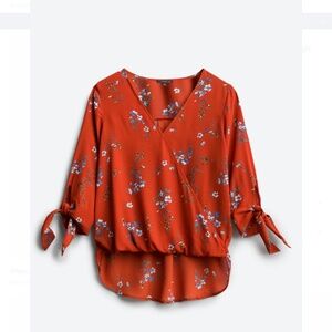Stitch Fix Beacon West Kei Allan Surplice Tie Sleeve High Low Blouse, Size Small